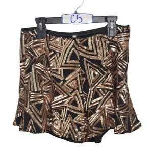 Lucy Paris Black & Bronze Sequins Shorts Size Small
